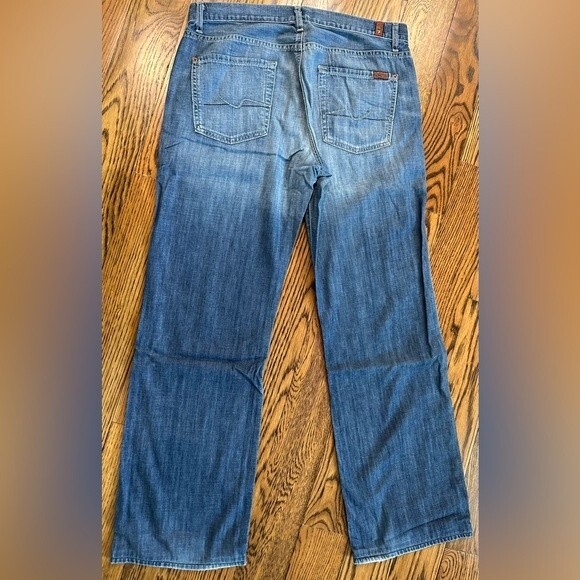 7 for All Mainkind straight leg Relaxed Jeans in blue Sz33 - Picture 3 of 7